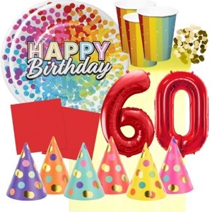 Party set pro 60 narozeniny  - barevné oslava pro 6 osob