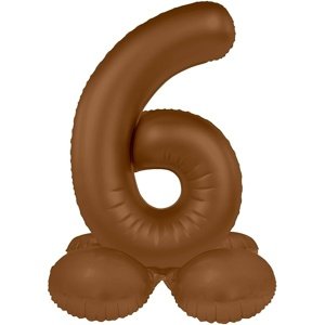 Balónek fóliový samostojný číslo 6 Čokoládově hnědá, matný 72 cm