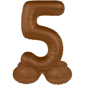 Balónek fóliový samostojný číslo 5 Čokoládově hnědá, matný 72 cm