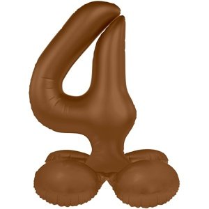 Balónek fóliový samostojný číslo 4 Čokoládově hnědá, matný 72 cm