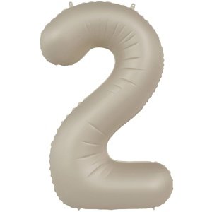 Balónek fóliový číslo 2 Krémové latté, matný 86 cm