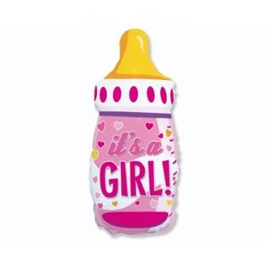 Foliový balonek dětská lahev - Je to holka - růžová 69 cm