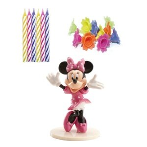 Dekorace na dort - Minnie Mouse a svíčky 7 cm