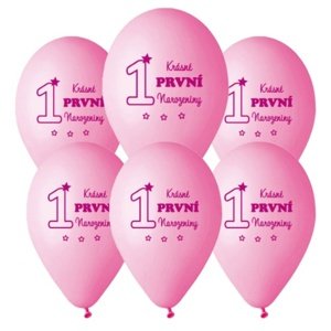 Balonky Krásné první narozeniny růžové - 6 ks