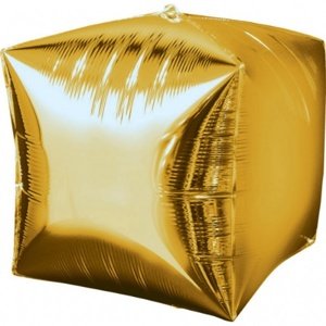 Foliový balonek kostka zlatá 38 x 38 cm