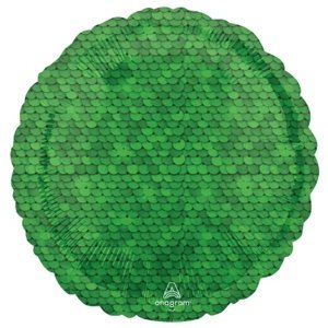Foliový dekorační balonek kruh zelený - šupiny 43 cm