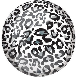 Foliový balonek koule Orbz Leopard - stříbrný 40 cm