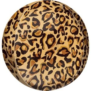 Foliový balonek koule Orbz Leopard - hnědý 40 cm