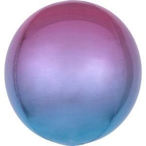Foliový balonek koule Ombre Orbz fialová a modrá 40 cm