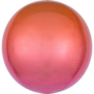 Foliový balonek koule Ombre Orbz červená a oranžová 40 cm