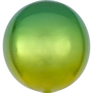 Foliový balonek koule Ombre Orbz žlutá a zelená 40 cm