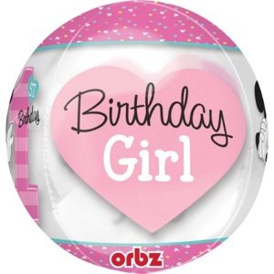 Foliový balonek koule Orbz Minnie 1st Birthday 40 cm