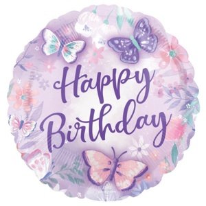 Foliový balonek Motýlci - Happy Birthday 43 cm