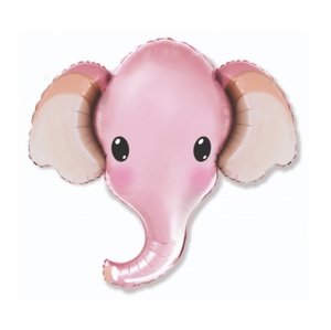 Foliový balonek hlava - Sloník - růžový 61 cm