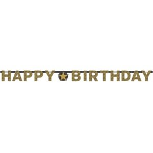Party JUMBO nápis Luxus Gold - Happy Birthday 213 cm