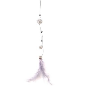Závěsná dekorace z peří - drátěné perly - šedé