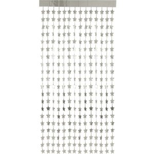 Party závěs stříbrný - hvězdy 100 x 200 cm