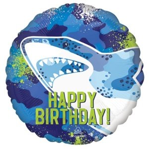 Foliový balonek Žraloci - Happy Birthday 43 cm