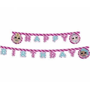 Party nápis LOL Surprise Glitter Happy Birthday - 210 cm