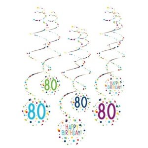 Závěsné spirály Rainbow Confetti - číslo 80 - 6 ks