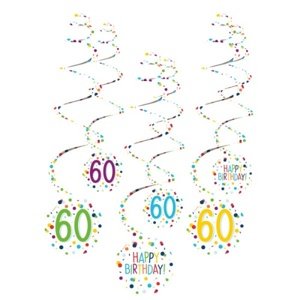 Závěsné spirály Rainbow Confetti - číslo 60 - 6 ks