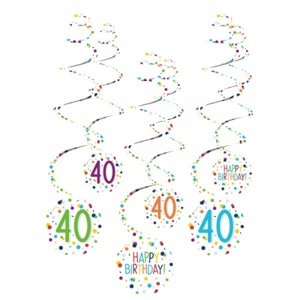 Závěsné spirály Rainbow Confetti - číslo 40 - 6 ks