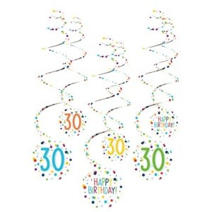 Závěsné spirály Rainbow Confetti - číslo 30 - 6 ks