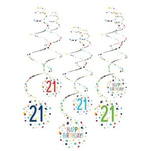Závěsné spirály Rainbow Confetti - číslo 21 - 6 ks
