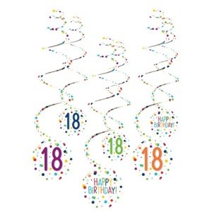 Závěsné spirály Rainbow Confetti - číslo 18 - 6 ks