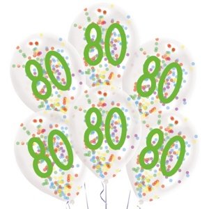Latexové balonky Rainbow Confetti - číslo 80 - 6 ks