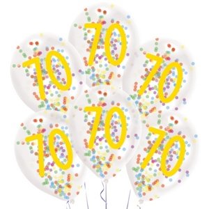 Latexové balonky Rainbow Confetti - číslo 70 - 6 ks