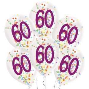 Latexové balonky Rainbow Confetti - číslo 60 - 6 ks