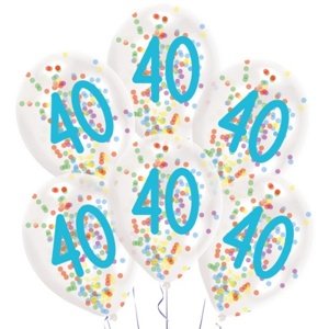 Latexové balonky Rainbow Confetti - číslo 40 - 6 ks
