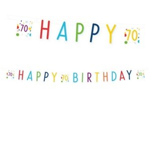 Party nápis Rainbow Confetti - Happy Birthday 70 - 180 x 14 cm