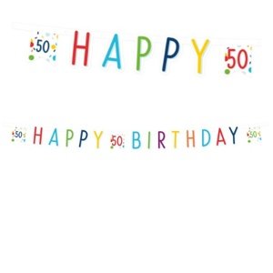 Party nápis Rainbow Confetti - Happy Birthday 50 - 180 x 14 cm