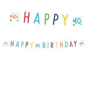 Party nápis Rainbow Confetti - Happy Birthday 40 - 180 x 14 cm