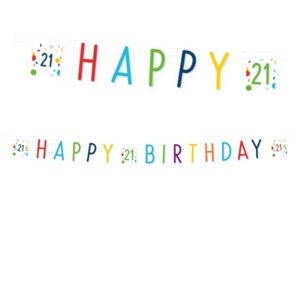 Party nápis Rainbow Confetti - Happy Birthday 21 - 180 x 14 cm