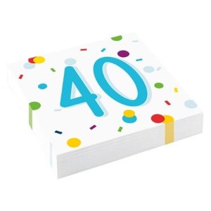 Papírové ubrousky Rainbow Confetti - Happy Birthday 40 - 20 ks