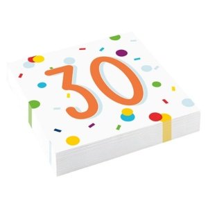 Papírové ubrousky Rainbow Confetti - Happy Birthday 30 - 20 ks