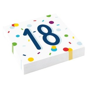 Papírové ubrousky Rainbow Confetti - Happy Birthday 18 - 20 ks