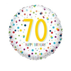 Foliový balonek Rainbow Confetti - Happy Birthday 70 - 43 cm