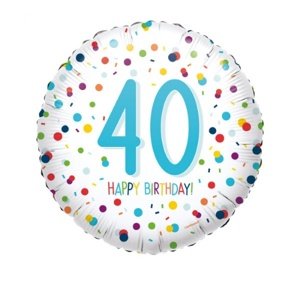 Foliový balonek Rainbow Confetti - Happy Birthday 40 - 43 cm