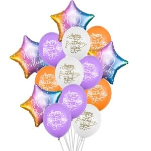 Balonkový buket Happy Birthday Duhový - 14 ks