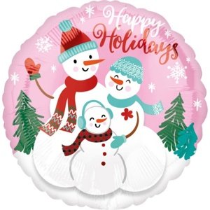 Foliový balonek vánoční sněhuláci - Happy Holidays 45 cm