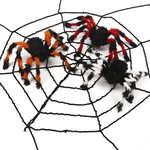 Halloweenská dekorace - pavouk velký černo-bílý -  75 cm