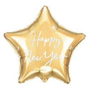 Foliový balonek hvězda Zlatá Happy New Year - PD 47 cm