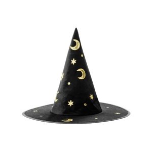 Čarodejnický klobouk černý s hvězdami