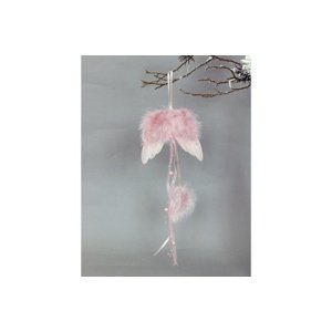 Závěsná dekorace z peří - Andělská křídla se zdobením - růžová