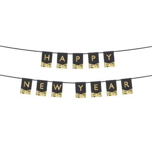 Party nápis vlaječky se střapci Happy New Year 135 x 16,5 cm