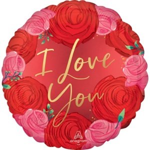 Foliový balonek Valentýnské růže - I Love You